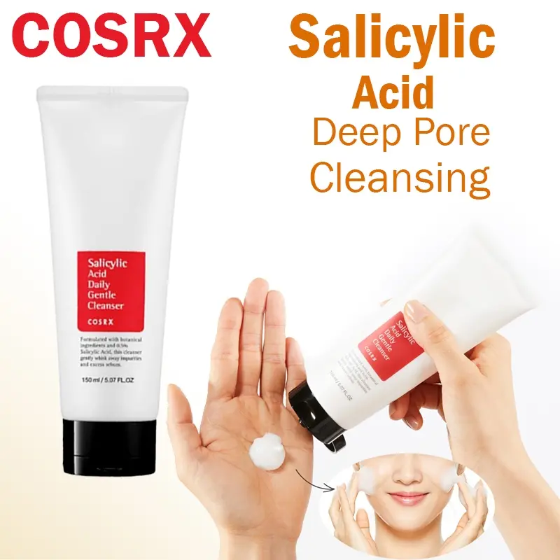 COSRX Facial Wash Salicylic Acid Facial Cleanser 150ml cuci muka Pembersih wajah pemutih kulit yang anti jerawat dan pengontrol minyak 7