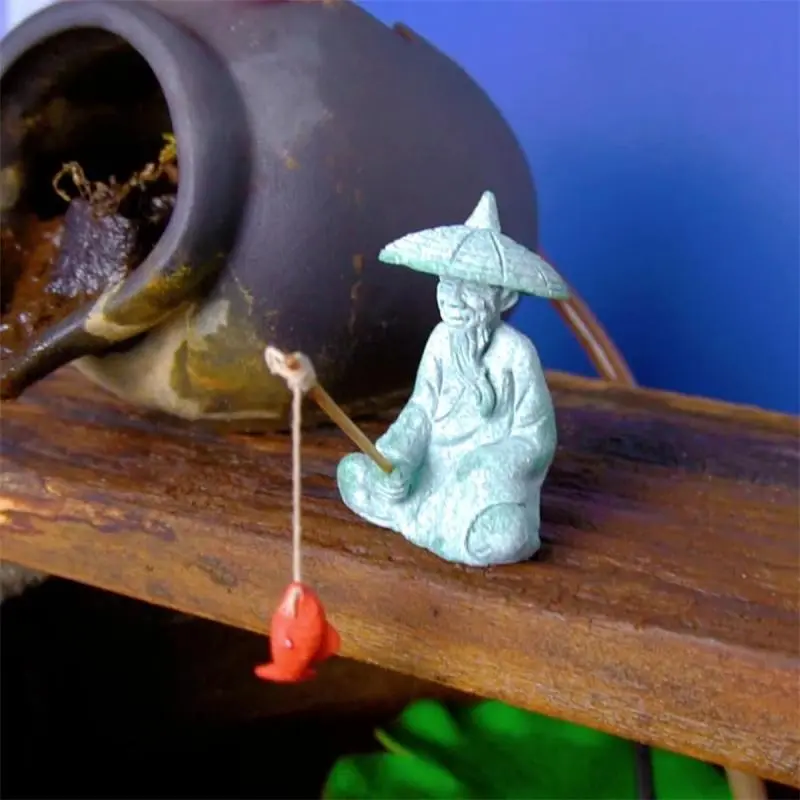 Fisherman Statue Decoration Craft, Creative Sitting Fisherman Statue with Fishing Rod, Home Decor Ornament for Living Room Bedroom Garden Pond 2