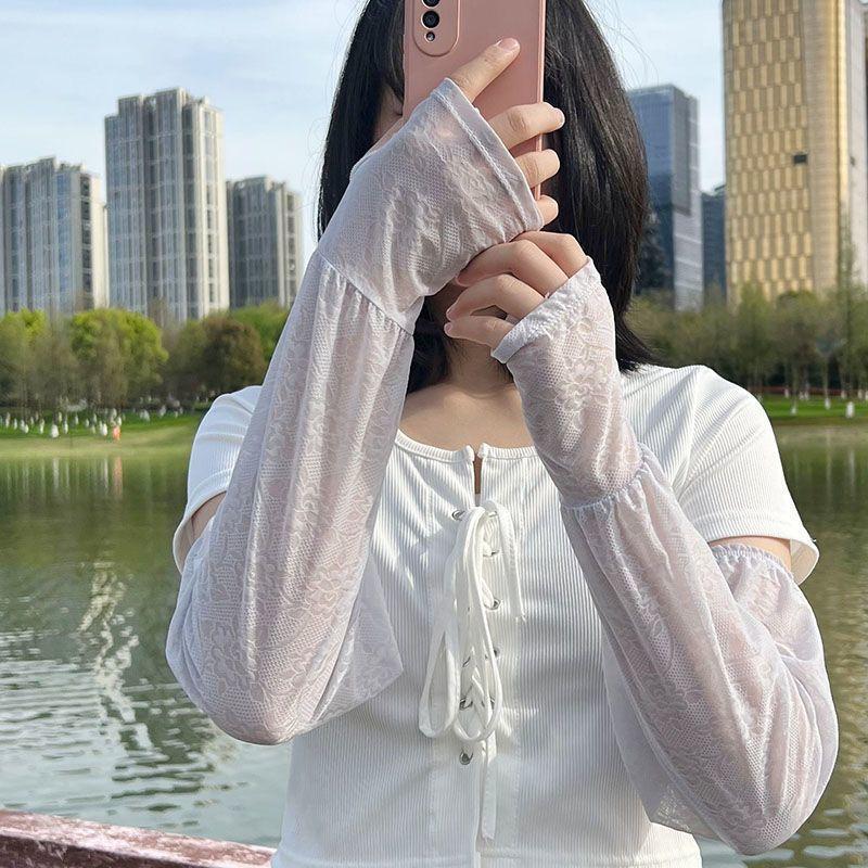 Product Introduction of Lace sunscreen ice sleeves Thin driving sunscreen Loose cool sleeves Women's ice silk sleeves Summer breathable 10