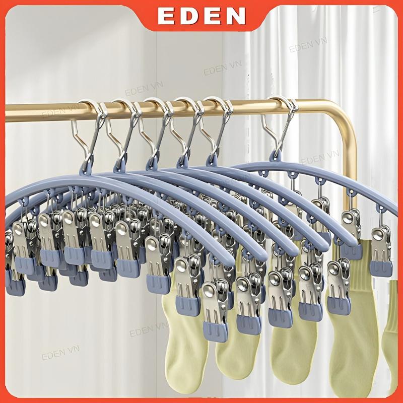 Móc Treo Quần Áo Kẹp Trẻ Em, Tất, Vớ, Móc Inox 10 Kẹp Treo Khăn Chống Rơi Tiện Dụng