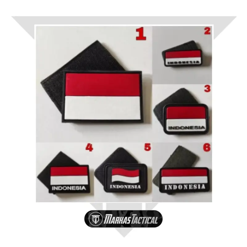 PATCH RUBBER LOGO BENDERA INDONESIA MERAH putih/TEMPELAN EMBLEM KARET VELCRO merah putih 0