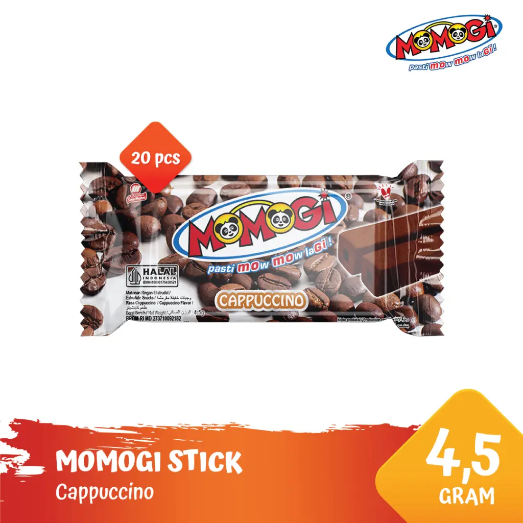 Momogi Stick Snack Makanan Ringan 4.5gr - Cappuccino [1 Box @ 20 Pcs]