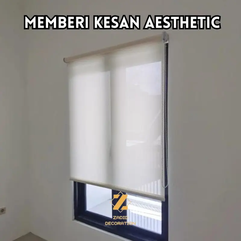Tirai Gulung Modern Roller Blind BISA CUSTOM UKURAN Krey Gulung Aesthetic Custom Dimout Polyester (Blok Cahaya 80%) 2