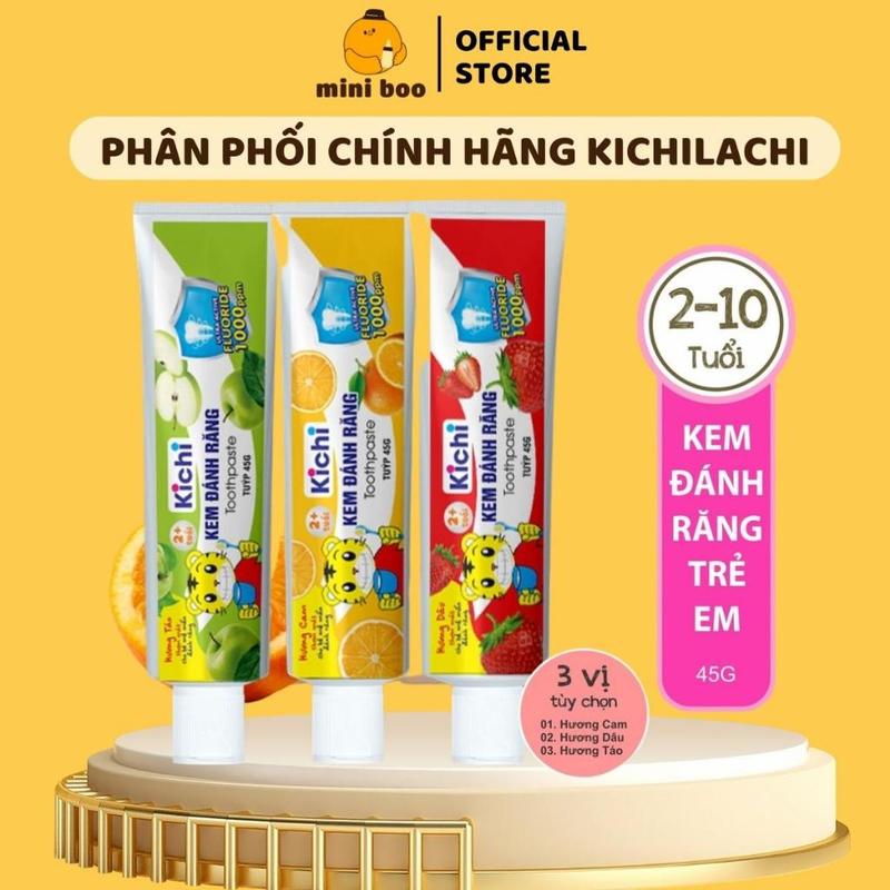 Kem đánh răng cho bé nuốt được Kichilachi 45g, 60g bảo vệ răng nướu toàn diện (Date 2027) - MINIBOO