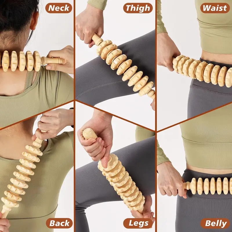 4-in-1 Wooden Massage Tool Set, 4 Counts/set Manual Massage Tool for Muscle, Body Sculpting Tools for Home & Spa 3