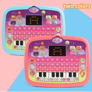 [Children christmas gifts] With LED screen learning laptop toy alphabet piano toy tablet Mainan Bayi educational toy learning machine tablet Plastic Blue Pink