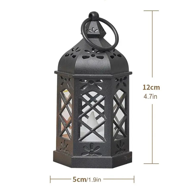 Vintage Hexagonal Hanging Light, 12pcs/box LED Candle Design Light, Decorative Light for Home Party Festival, Room Decor, Home Decor 1