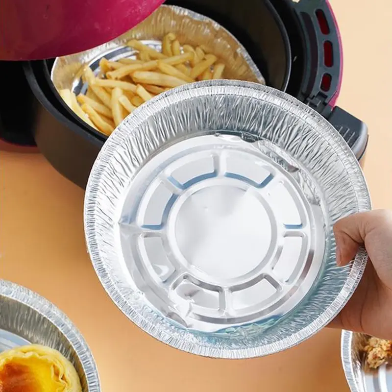 Set 100 Khay Giấy Bạc Size 22cm Đựng Thực Phẩm Lót Nồi Chiên Không Dầu, Lò Nướng, Khay Bát Bạc Đa Năng 1