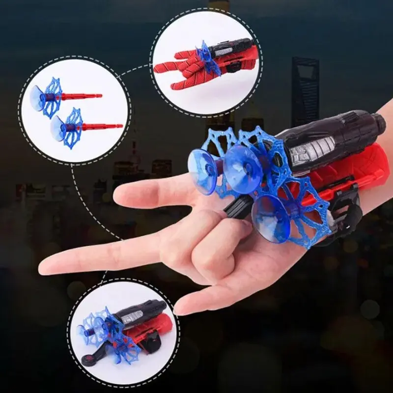 Bệ Phóng Bắn Mạng Người nhện, Găng Tay Máy Phát Tay Cầm Cho Trẻ Em, Đạo Cụ Hóa Trang, Găng Tay Lụa, Quà Tặng Đồ Chơi Trẻ Em 4