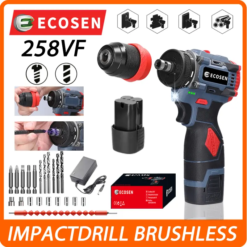 ECOSEN 98VF Mesin Bor Baterai Tangan/Cordless Drill Battery/Bor Cordless Power Drills Kit/Bor Batrai/Bor Cordless/Mesin Bor