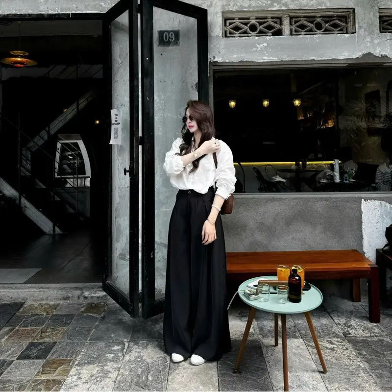 (QUẦN ỐNG SIÊU RỘNG 38CM) Quần tây suông xếp ly ống rộng dài chùm phủ chân Q508 OLDSCHOOL 5