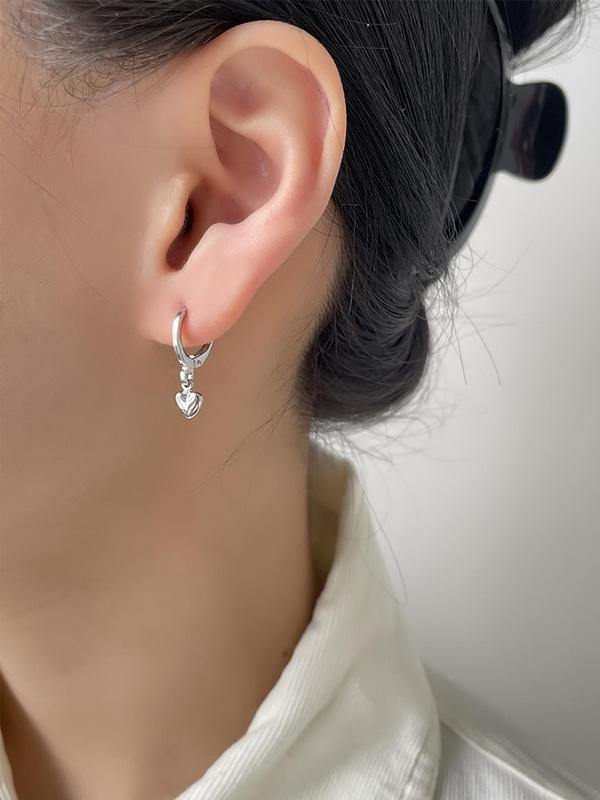 Tiny Mini Women's Elegant Trendy Heart Shaped Dangle Earrings, Heart Decor Drop Earrings, Simple Style Plain Color Dangle Earrings for Daily Decoration 5
