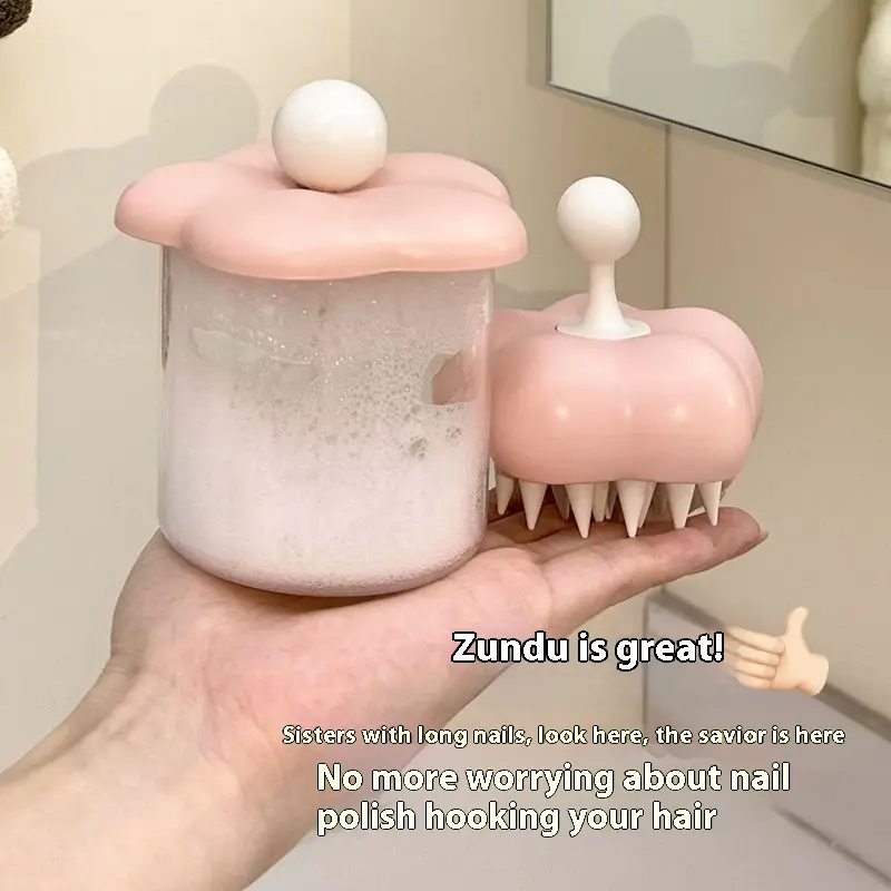 Kepala Berus Sikat Silikon, untuk Pembersih Muka, Buih dan Syampu, Reka Bentuk Kuku Panjang, Sesuai untuk Kecantikan Kuku, dengan Pam Buih, Urut Gadis Comel, Pembersihan Khas, Rumah, Syampu, Super Lembut, Tangan