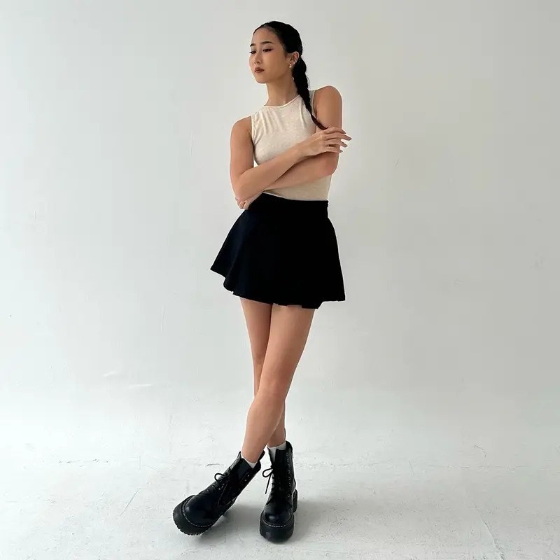 ROKU SKORT - Rok Celana Pendek Highwaist Basic Skirt Wanita Bawahan 3
