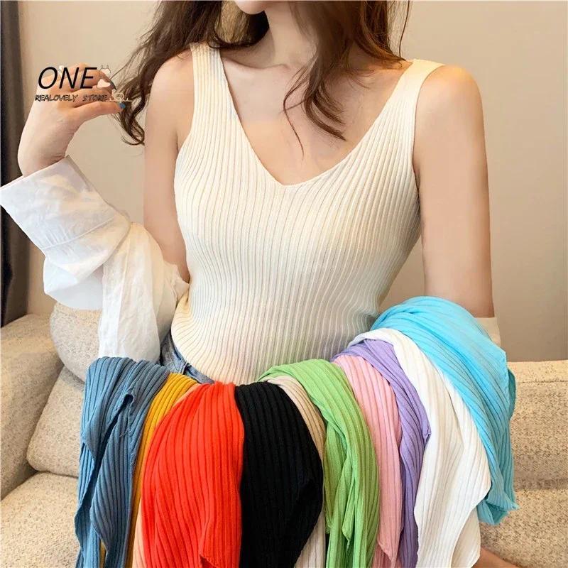 Product Introduction of Áo Không Tay Lụa Lạnh Dệt Kim, Cổ Chữ V, Áo Vest Mỏng, Áo Len Dệt Kim, Dành Cho Phụ Nữ, Áo Yếm Mỏng, Thích Hợp Cho Mùa Xuân, Mùa Hè Và Mùa Thu, Quần Áo Nữ Women Voi Top Voan 0