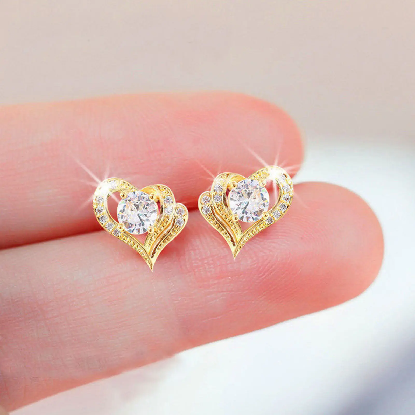 Bông Tai Nữ, Hình Trái Tim, Đồ Trang Sức Thời Trang, Làm Bằng Hợp Kim, Đinh Tán Tai, Pl.Q-1 Đôi, Thích Hợp Làm Quà Tặng Trang Sức Cho Bữa Tiệc