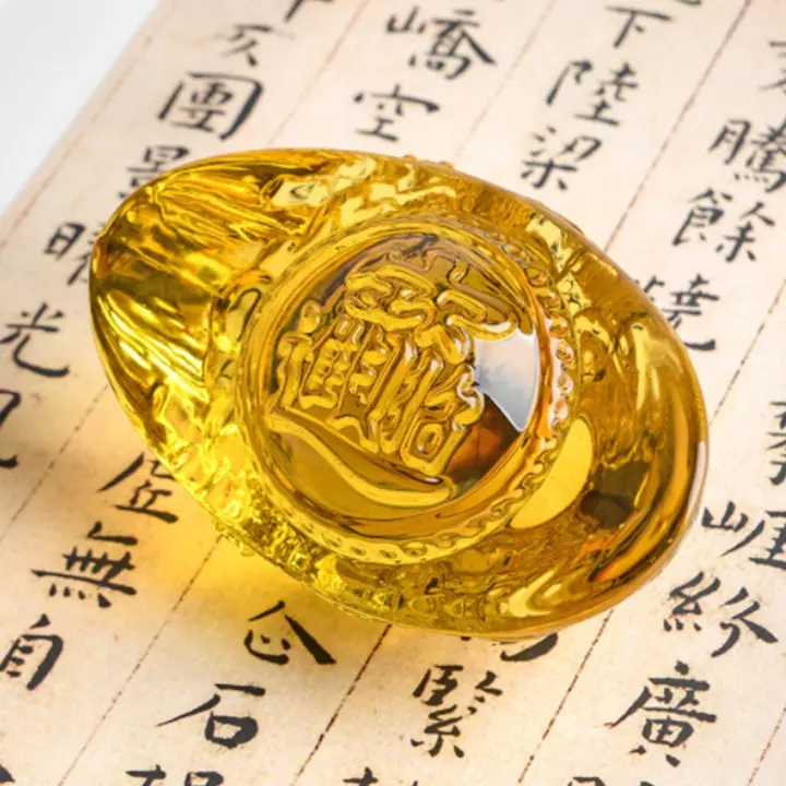 Thỏi vàng lưu ly 5cm, 10cm chạm rồng phong thủy Thần Tài may mắn 8