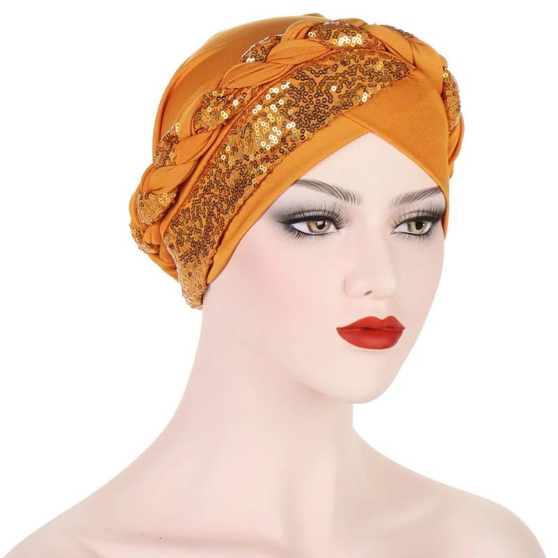 Muslim women hijab hat cancer cap braid sequin turban Islami - TikTok ...