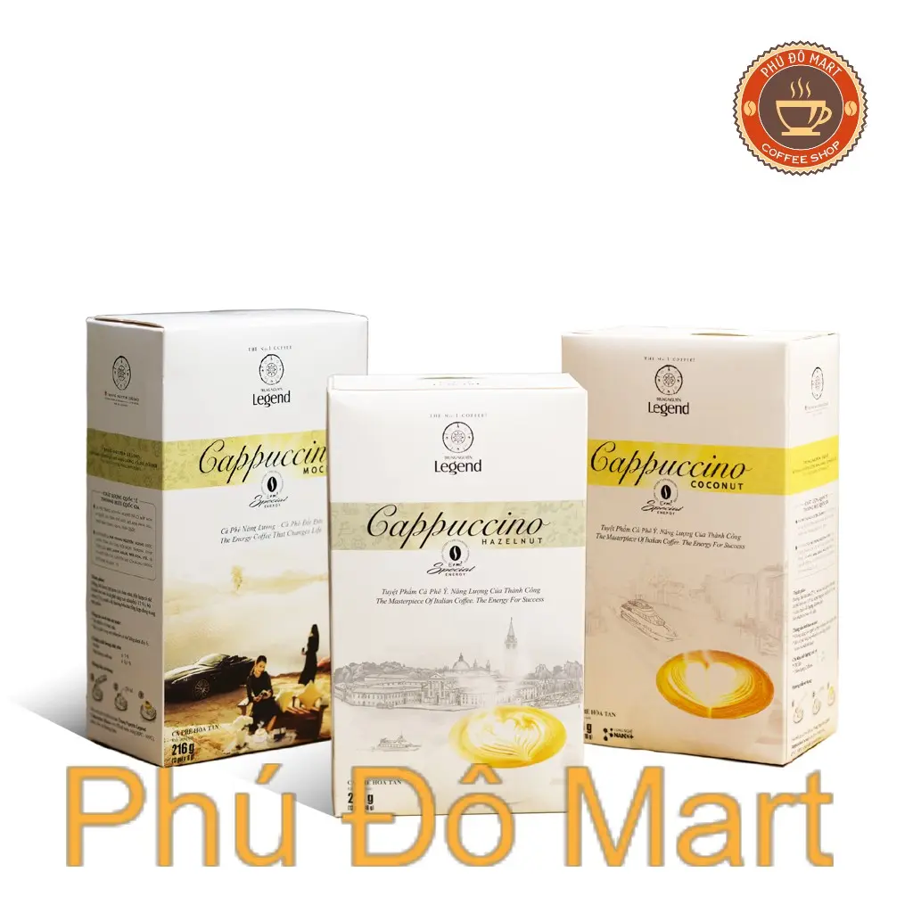 Cà Phê Sữa Hòa Tan Trung Nguyên Legend Cappuccino Vị Hazelnut / Mocha / Coconut Hộp12 Sticks 18gr Coffee Cafe Socola