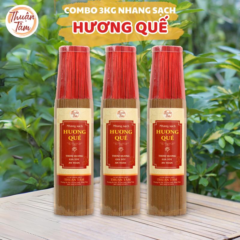   Combo 3 bó 4 tấc  3kg Nhang sạch Thuận Tâm HƯƠNG QUẾ 
