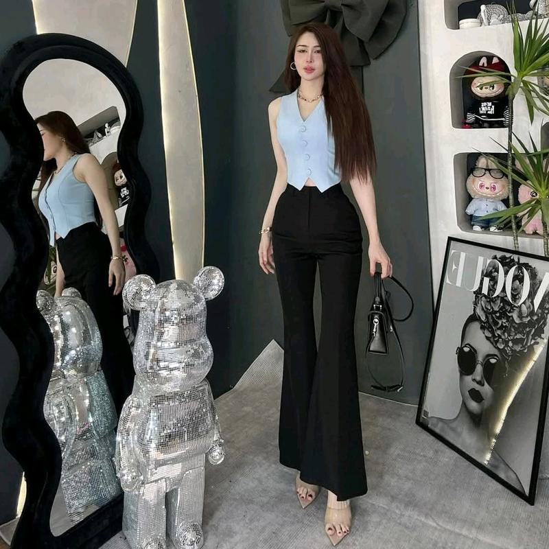sét áo ghi lê sat nách +  quần ống loe ( dai quần 102 cm) đi tiệc. di làm sang chảnh. Top Nữ Women Ong Nhung Kem 7