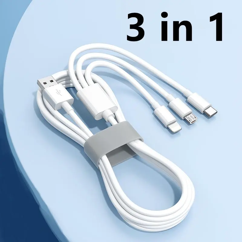3 in 1 Original 6A Fast Charger Wird Cord For iPhone 11 13 14 Pro Max 8 Xiaomi Huawei USB To Lightning Micro Type C Quick Cable