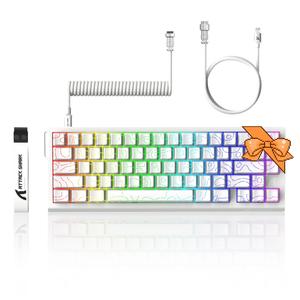 ATTACK SHARK メカニカルゲーミングキーボード、調整可能なアクチュエーション付き60%有線TKLキーボード、PC/MAC対応RGBバックライト付きエスポーツゲーマー用キーボード
