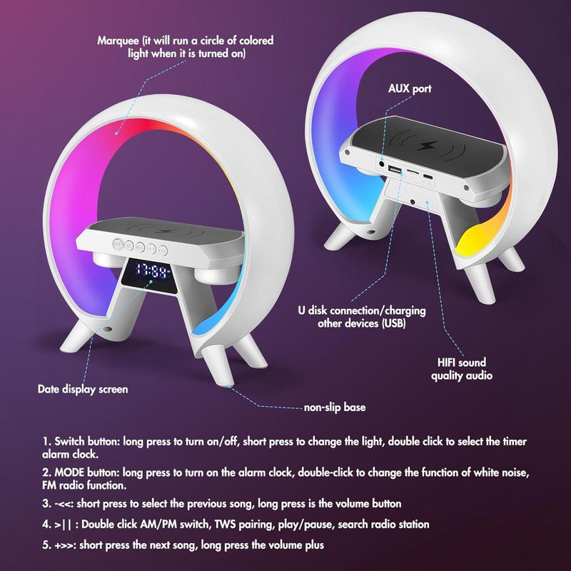 Wireless LED Light with 256 Lighting Modes, Bluetooth-compatible Surround Sound Music Light, Creative Wireless Charging Music Light for Bedroom, Living Room 6