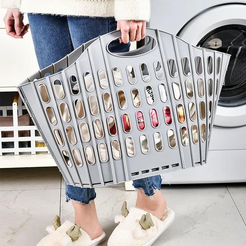 Product Introduction of Foldable Laundry Basket, Portable Clothes Storage Basket, Durable Clothes Storage Basket for Home Bathroom, Organiser 5