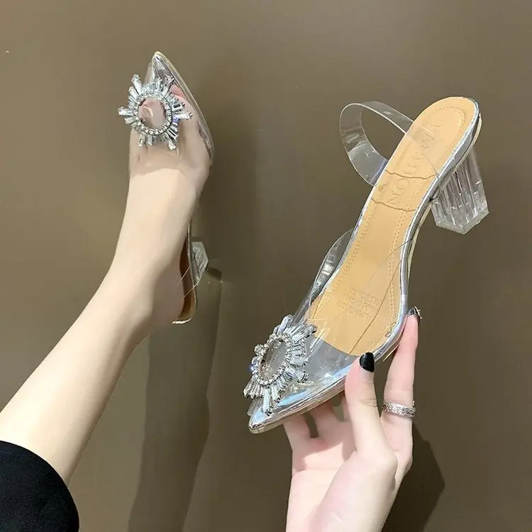SD-074 [FF] Sendal Transparant Hak Kaca Cewek Sandal Bening Elegent Perempuan Model Terbaru 7