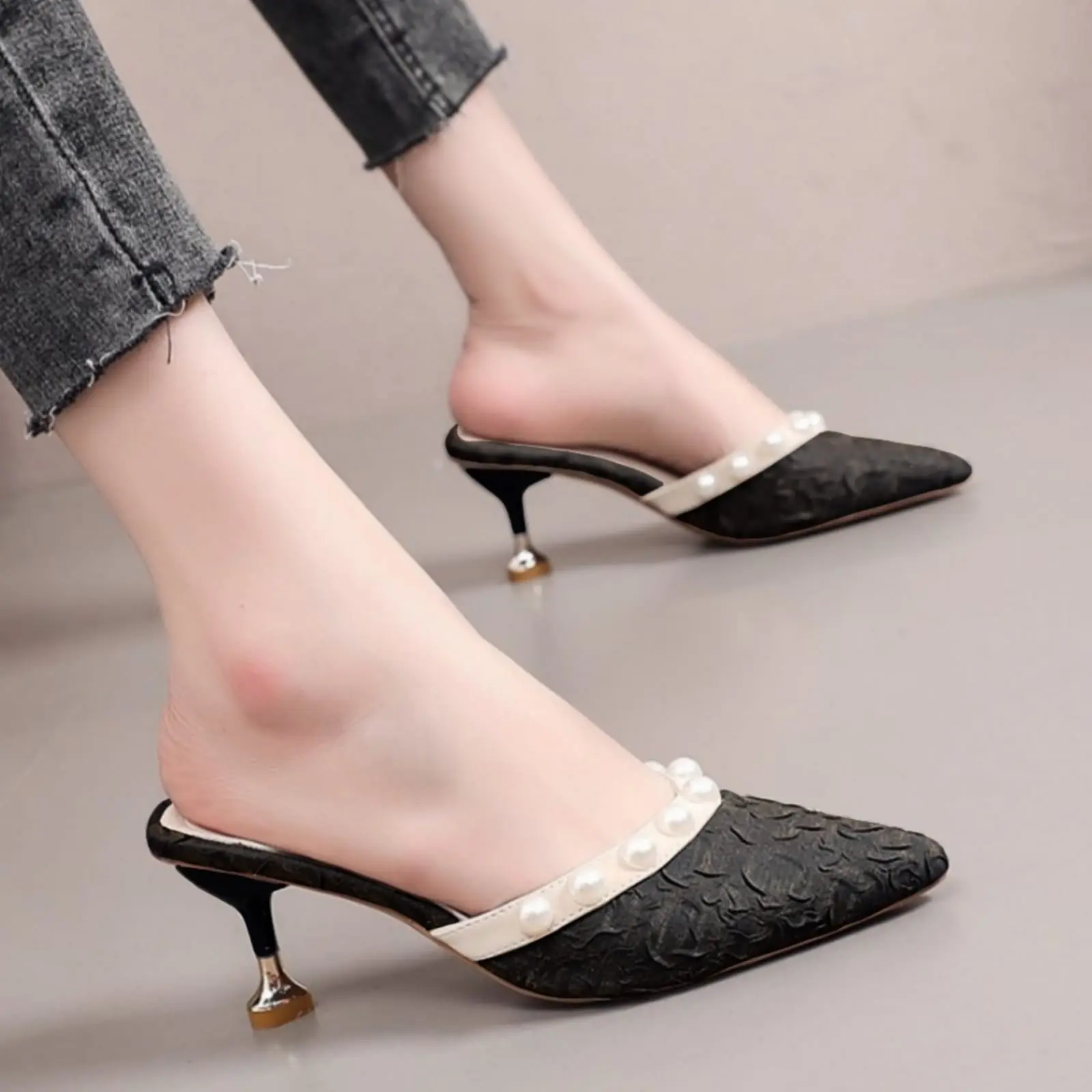 Muchu - Jihan Heels Wanita 5 cm / Heels Pesta / Heels Mutiara / Heels Bigsize Wanita / Kitten Heels ARA 04 Shoes Sendal