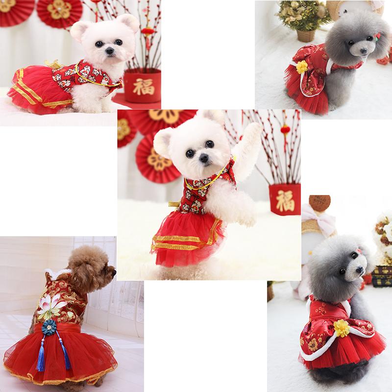 Váy Tết cho chó mèo, vải cotton , ấm áp thoáng mát , Quần áo thú cưng 1