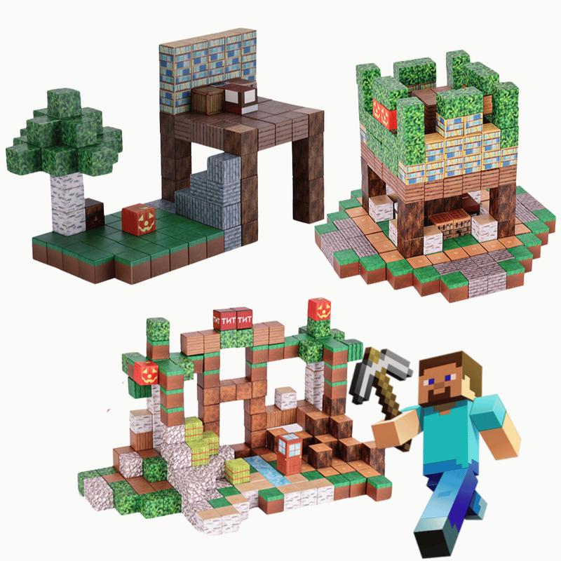 Đồ Chơi Khối Nam Châm Từ Tính Minecraft,Block Minecraft Nam Châm, Đồ Chơi Xây Dựng Cho Bé Bộ Lắp Ráp