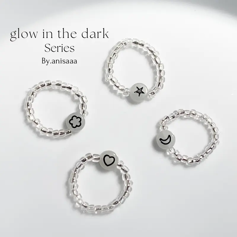 ( SET BEADS RINGS ) | BNW | BLUE | Purple | fuchia series |   Beads ring cute | cincin manik | cincin manik korean 6