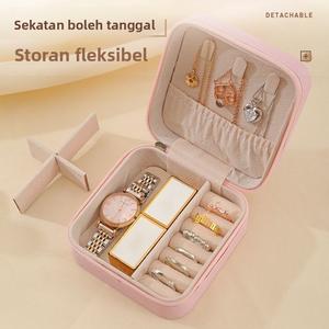 Kotak Barang Kemas Mudah Alih, Pelbagai Fungsi, Kapasiti Besar, Padat, Sesuai untuk Klip Telinga, Cincin dan Anting-Anting, Aksesori Perjalanan, Reka Bentuk Cantik sofa storage box Supplies pan wearproof wrapped kotak & tong penyimpanan