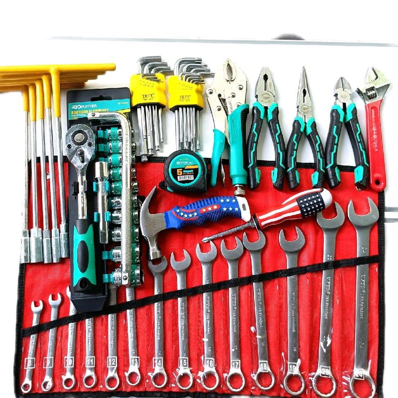 Tặng Cần L Combo sửa chữa 13 món gồm 1 bộ cờ lê 8-24 +1 bộ 5 khoá T Vàng + 1 bộ tuýp 12 chi tiết 1 2" GF + combo 2 bộ lục giác bi và bông +1 kìm bấm chết + combo 3 kìm + 1 mỏ lết + 1 thước 5m+ 1 búa lùn + 1 tua vít mỹ tiện lợi khi thao tác dung