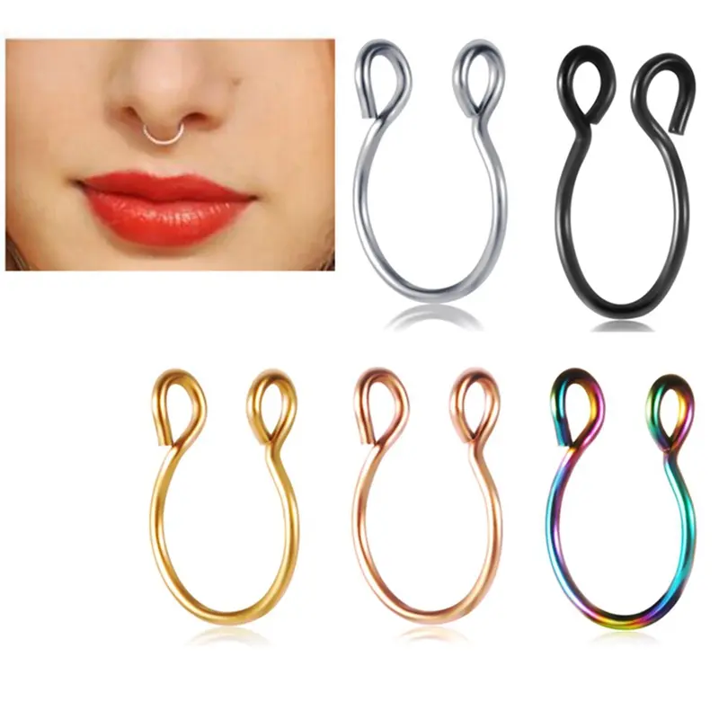 Fashion Fake Nose Ring Hoop C Clip Lip Ring Body Jewelry Non-Pierced