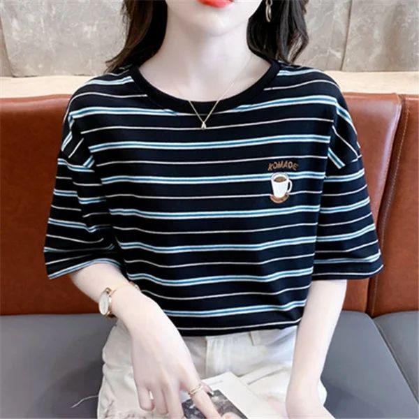 Áo Thun ngắn Tay Cổ Tròn Phong Cách Hàn Quốc, Thanh Lịch Và Hợp Xu hướng, Độc Đáo Thời Trang Đường Phố Ins, Thích Hợp Cho Giới Trẻ Và Nữ, Áo Mỏng, Thiết Kế Sáng Tạo, Bán Chạy, Cá Tính, 2024 Mùa Hè Mới, [Thanh Toán Khi Nhận Hàng] 0