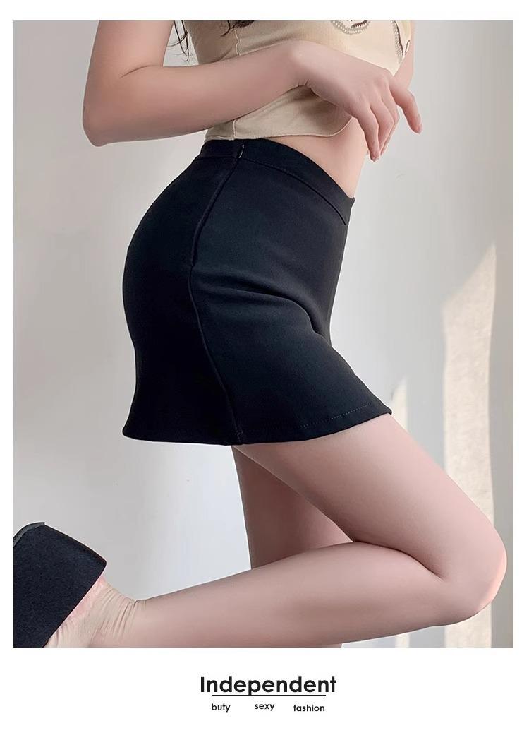 Product Introduction of Black midi skirt for women, spring new style, sexy and sexy girl, high waist, tight fitting, hip hugging skirt, pure desire style, A-line ultra short skirt 20