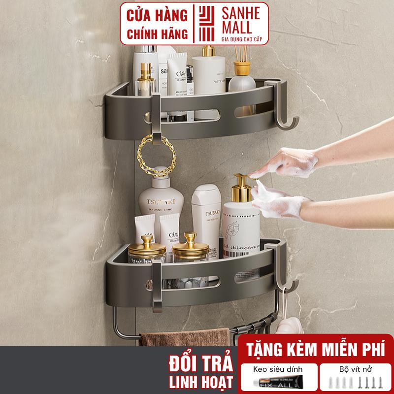 Kệ góc nhà tắm dán tường Sanhe Kệ tam giác góc tường để đồ nhà tắm bằng nhôm hàng không không gỉ không cần khoan