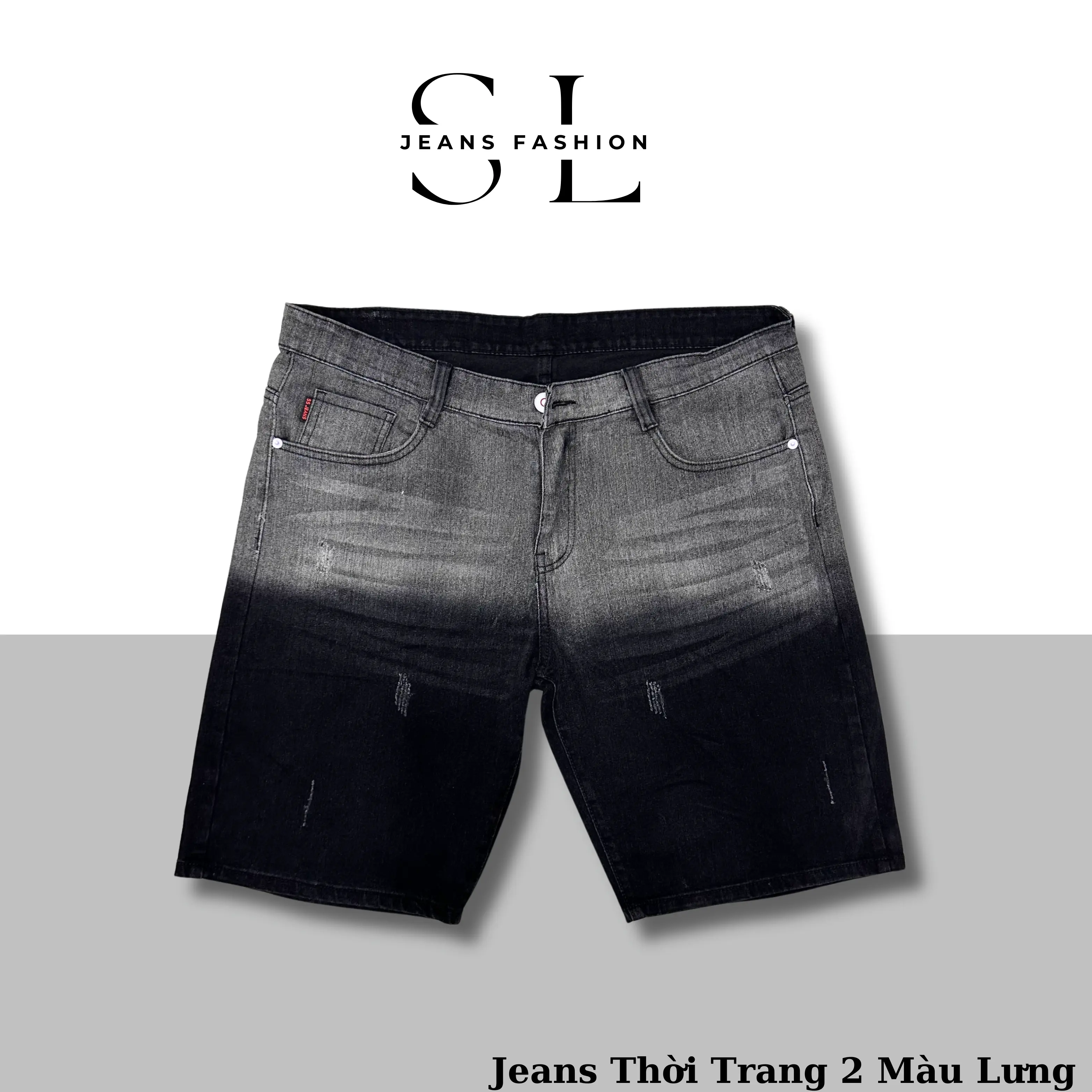 "Có Bigsize(Size 28-41)"Quần Sọt Jeans Nam SL Màu Đen Khói Phối Màu Đậm Nhạt Thời Trang Menswear Pants - Chất Vải Denim Co Giãn 4 Chiều, Đổi Size Miễn Phí, Giá Xưởng [Mã 5]
