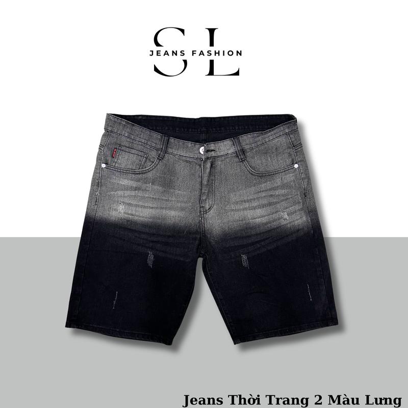 "Có Bigsize(Size 28-41)"Quần Sọt Jeans Nam SL Màu Đen Khói Phối Màu Đậm Nhạt Thời Trang Menswear Pants - Chất Vải Denim Co Giãn 4 Chiều, Đổi Size Miễn Phí, Giá Xưởng [Mã 5] 1