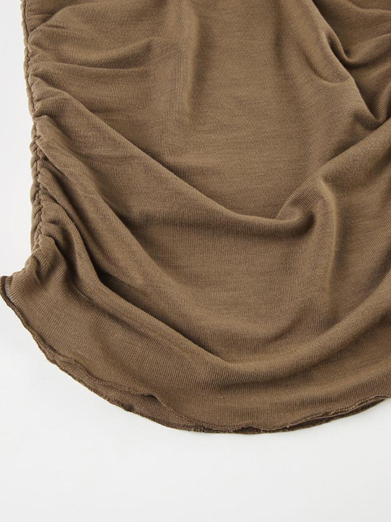 Product Introduction of Women's Plain Ruched V Neck Tee, Y2K Long Sleeve T-Shirt for Spring & Fall, Women's Clothes for Daily Wear 8