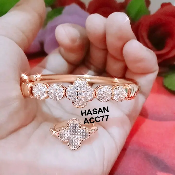 gelang tangan free cincin perhiasan emas wanita dewasa model bulat baru/Titanium/viral Gold 0