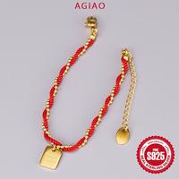 Gambar AGIAO Gelang Tali Merah Manik Persegi Bertekstur Gaya Korea Untuk Wanita - Emas, 16+5cm dari A.GIAO.ID Kab. Gresik 4 Tokopedia