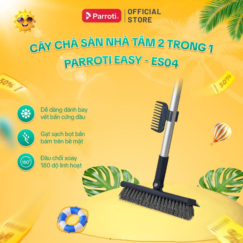 SALE HÈ Cây chà sàn và gạt nước 2 trong 1 đầu xoay 180 độ Cây Cọ Toilet cọ sạch khe hẹp và góc tường Parroti Easy - ES04