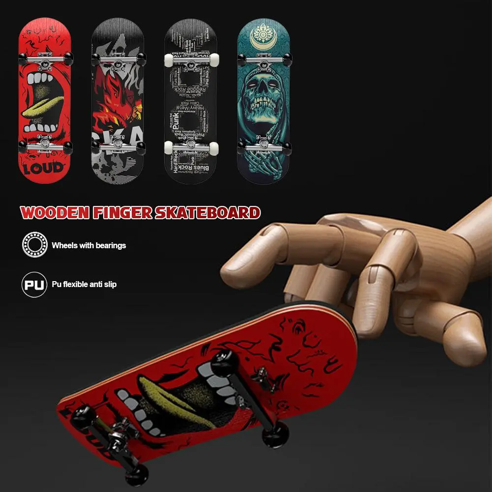 Wooden Fingerboard Fingerboard Set Finger Scooter Finger Skate Board Maple Wood Professional Mini Skateboard Kid Toys for Boys #451600