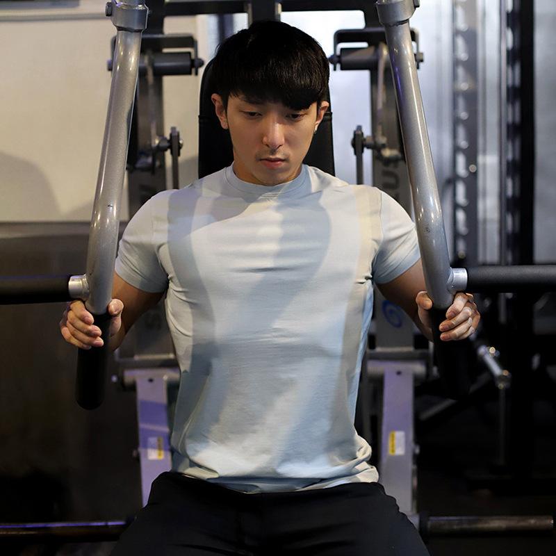Product Introduction of 1Pcs Men's Summer Solid Color Slim Fit Elastic Loose Sports Short Sleeve 24