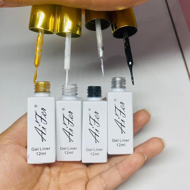Cọ nét vẽ nail ai fer cọ nét làm nails 4 màu đen trắng vàng bạc Nữ