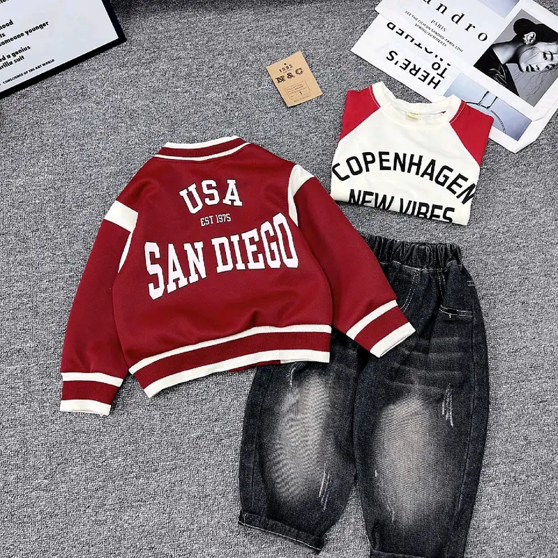 2 mẫu( tặng vòng)bộ nỉ ép quần jeans 4 chi tiết dài tay của bé trai sai 10-25kg( quần dài 3,5 gang)( phom to bạn ít tuoi không  tăng sai) 5